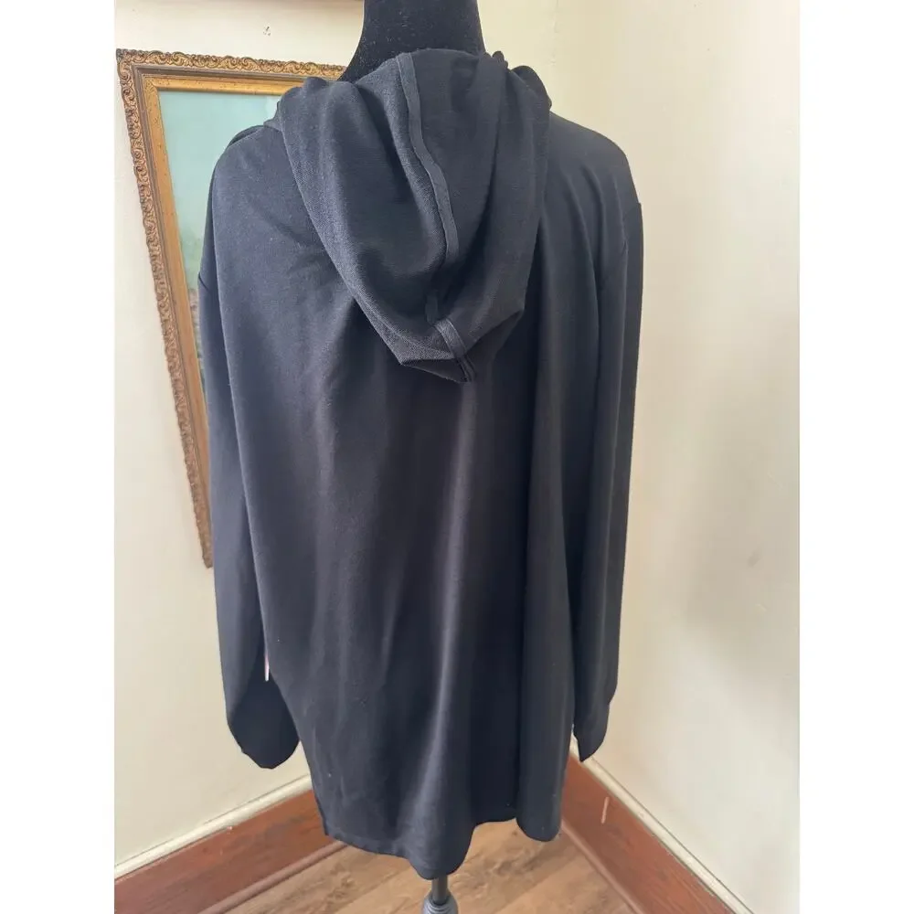 NWT Juicy Couture Black Rhinestone Zip Hoodie XL Hi Low Hem Y2K - Picture 2 of 11